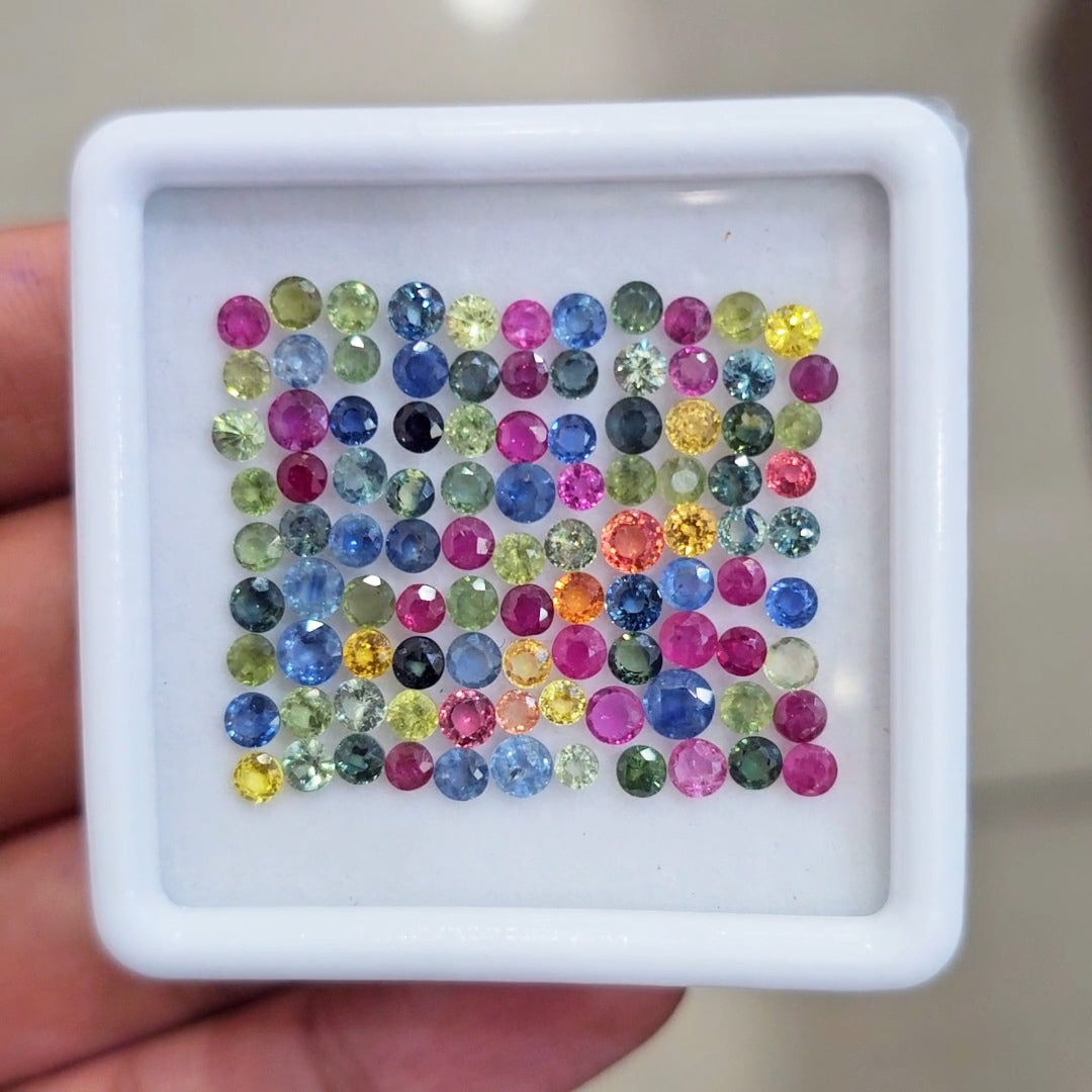 99 Pcs Of Natural Mulit Heated Sapphire Faceted  | 3mm| Round