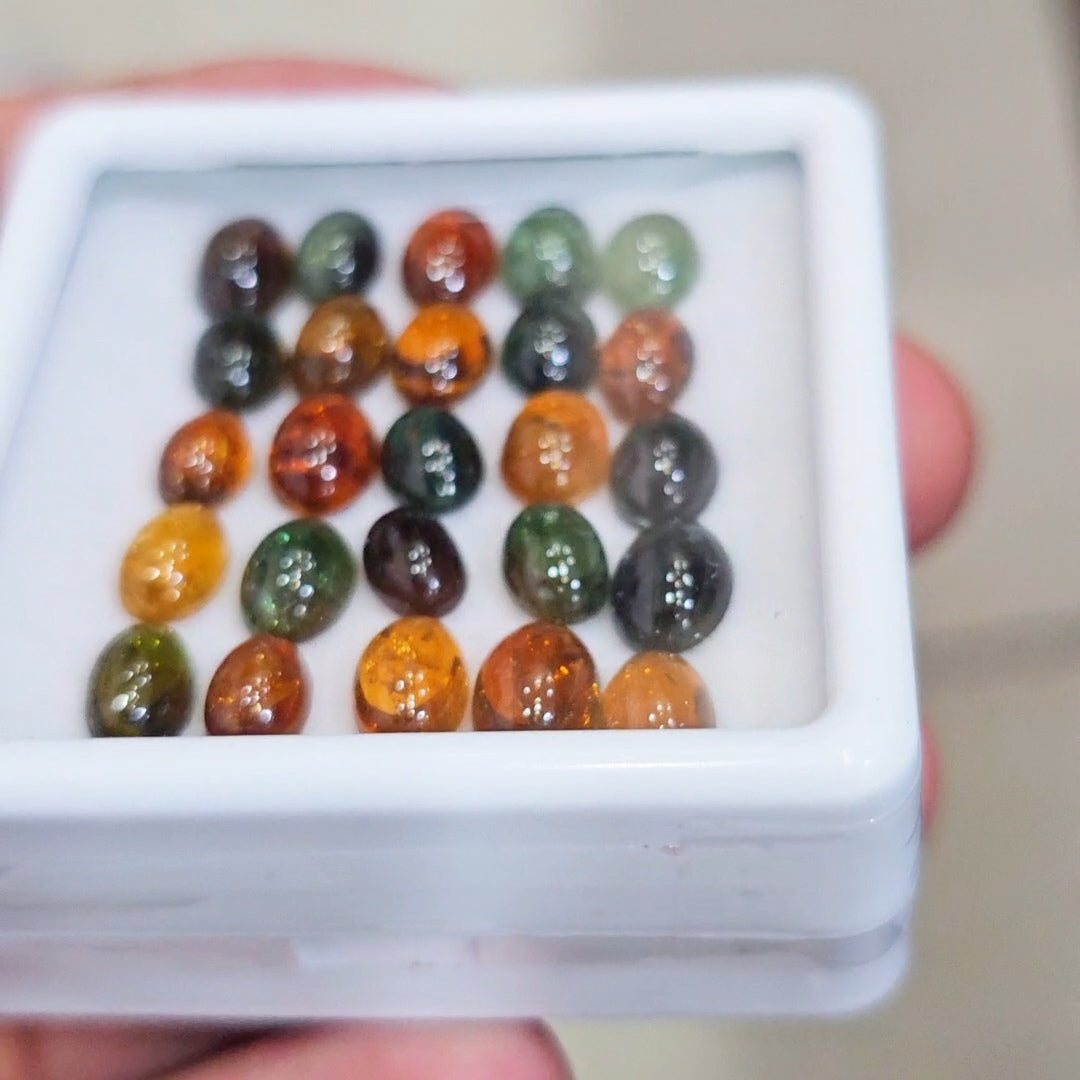 25 Pcs Natural Multi Tourmaline Cabochon | Oval | Size: 7-9mm
