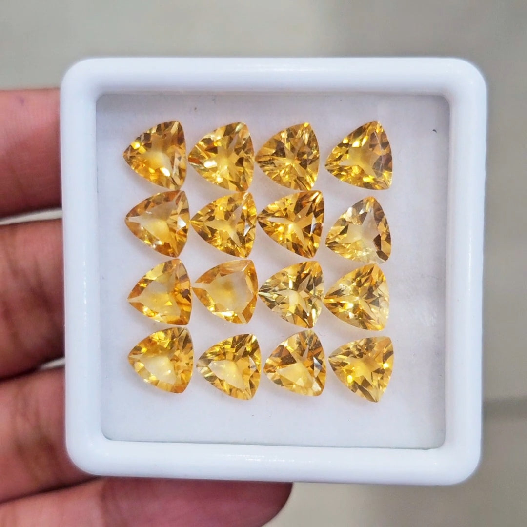16 Pcs Of Natural Citrine Faceted | Trillion | Size:8mm