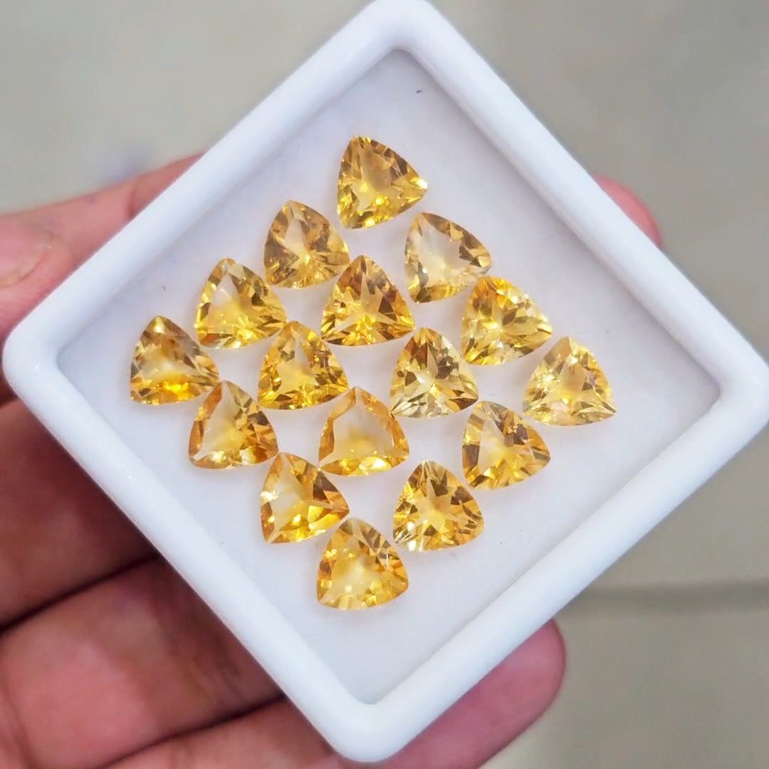 16 Pcs Of Natural Citrine Faceted | Trillion | Size:8mm