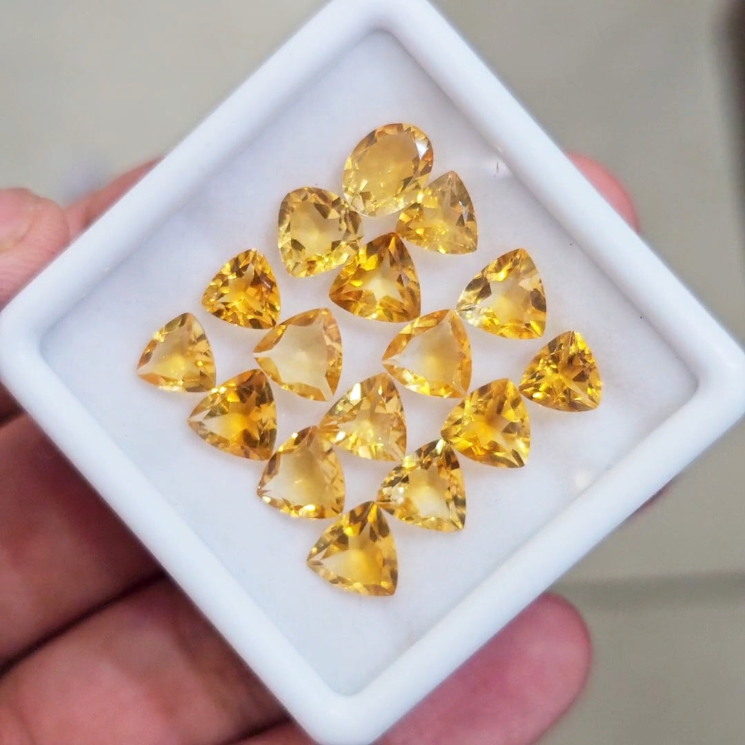 16 Pcs Of Natural Citrine Faceted | Trillion & Oval | Size:7-9mm