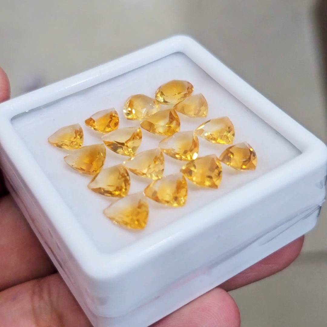 16 Pcs Of Natural Citrine Faceted | Trillion & Oval | Size:7-9mm