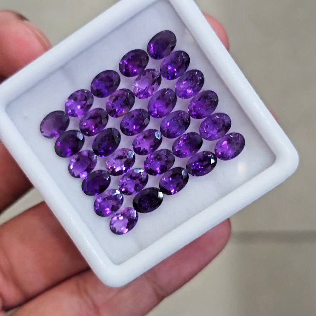30 Pcs Of Natural  Amethyst Faceted | Oval | Size:7x5mm