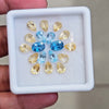 18 Pcs Of Natural Blue Topaz & Citrine Faceted |Mix | Size:7-8mm