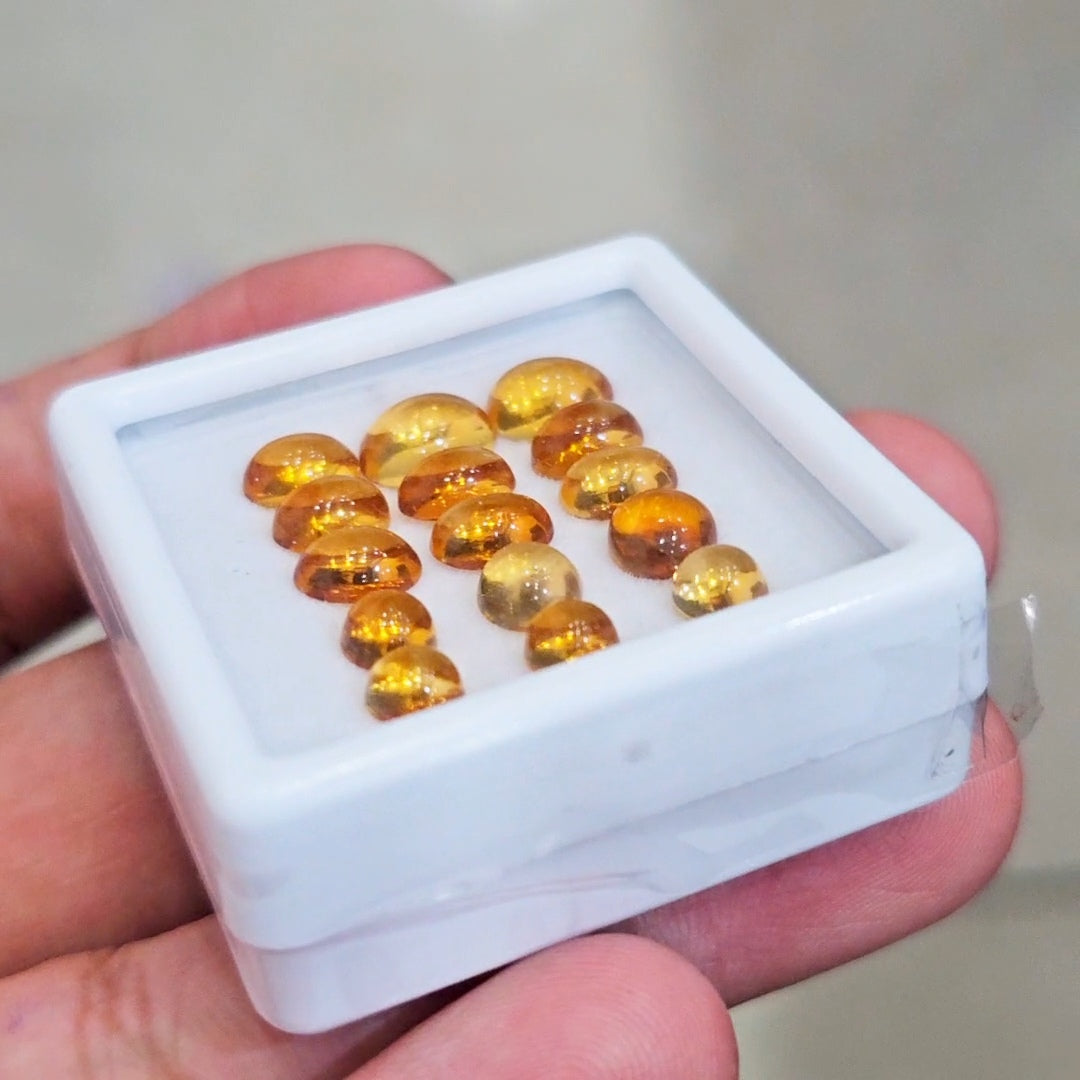 15 Pcs Of Natural Citrine Cabochons | Mix | Size:5-9mm