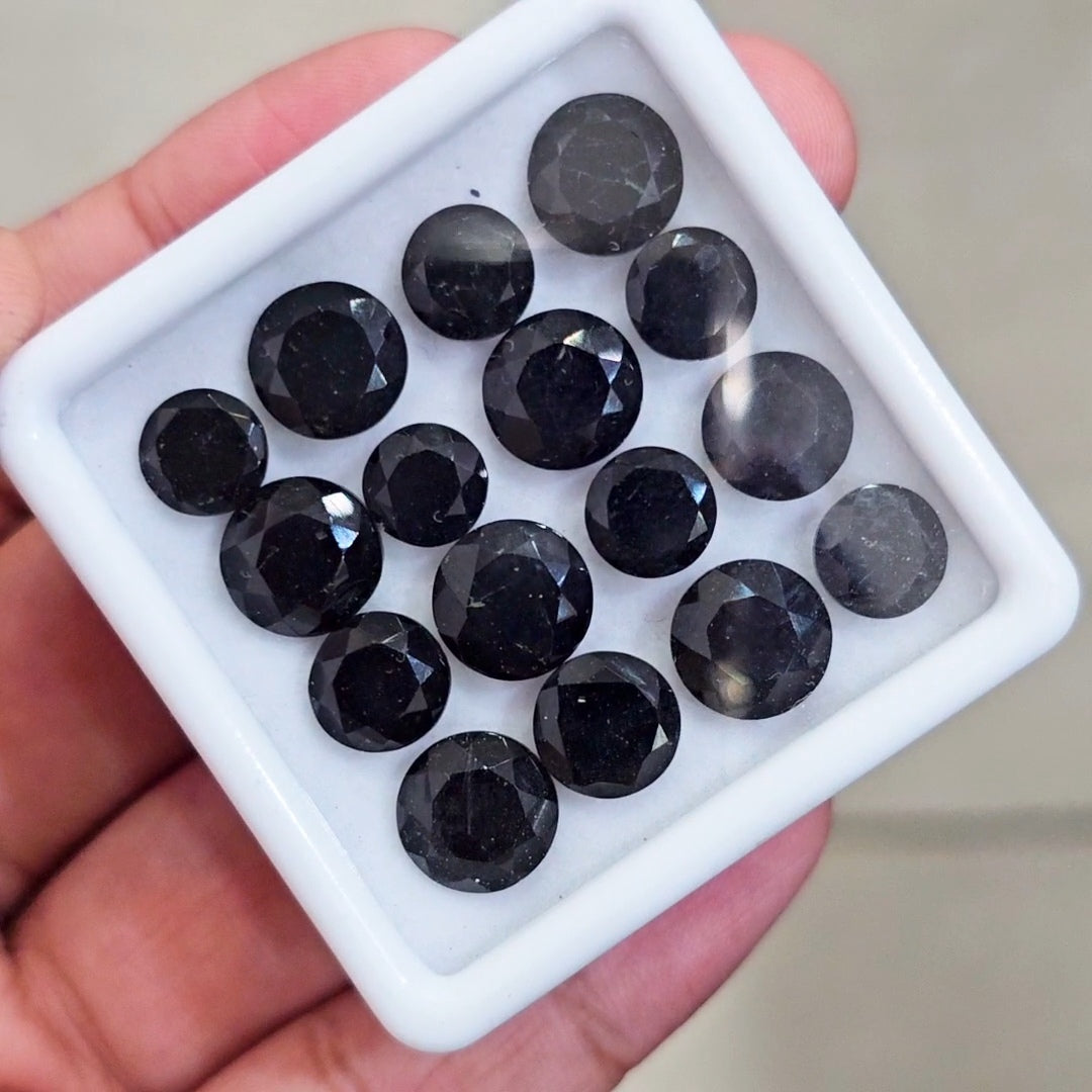 16 Pcs of Natural Black Onyx Faceted | Round  | Size: 8-10mm