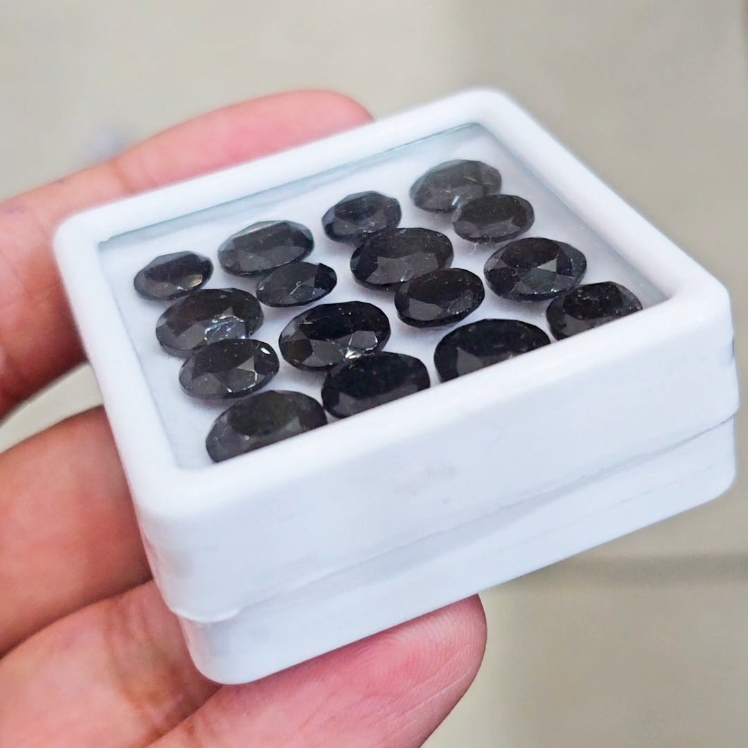 16 Pcs of Natural Black Onyx Faceted | Round  | Size: 8-10mm