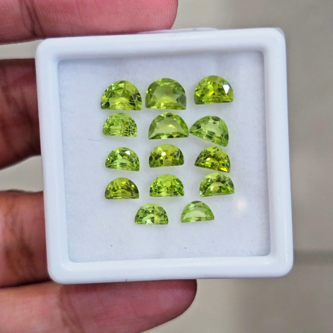 14 Pcs of Natural Peridot Faceted | Fancy | Size: 6-7mm