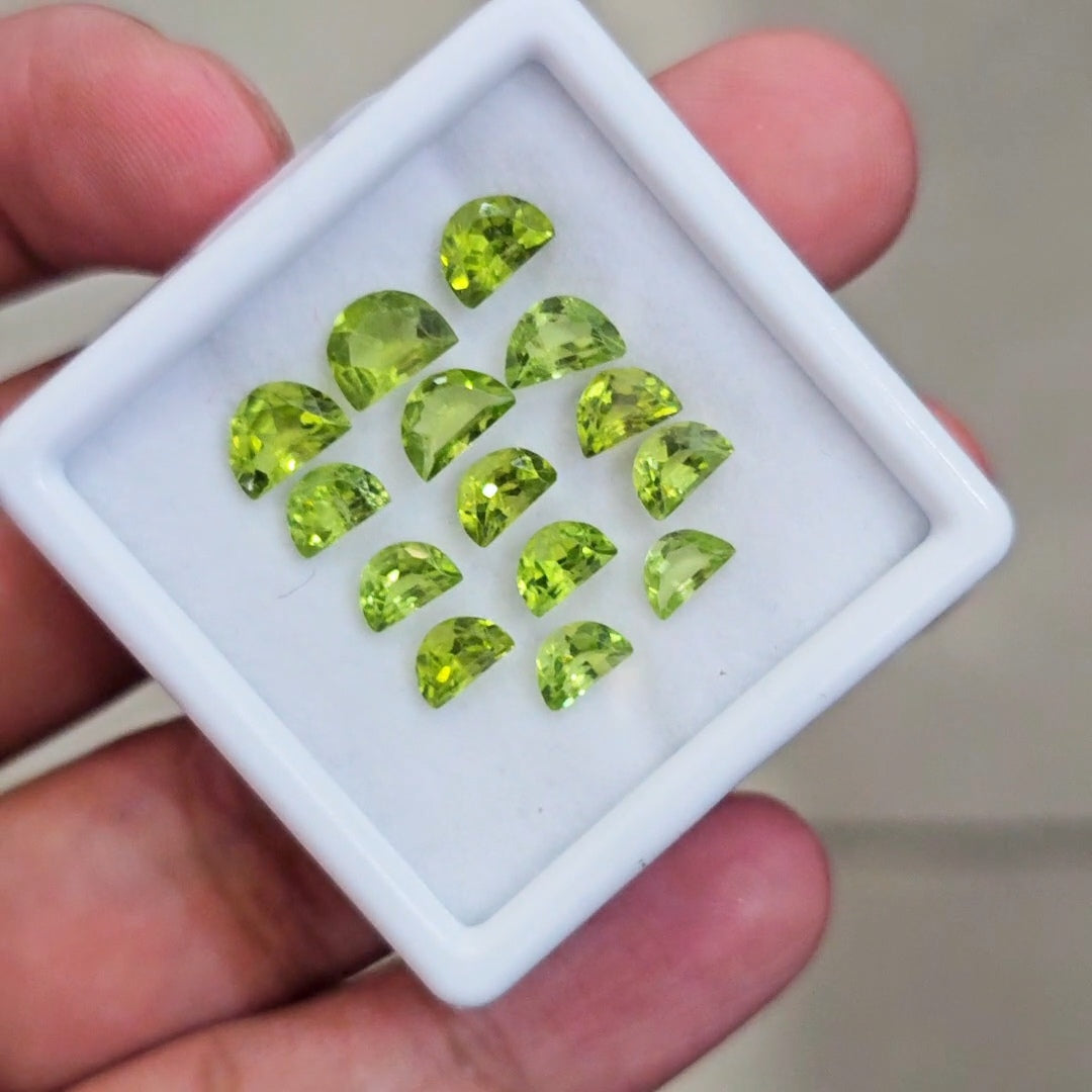 14 Pcs of Natural Peridot Faceted | Fancy | Size: 6-7mm