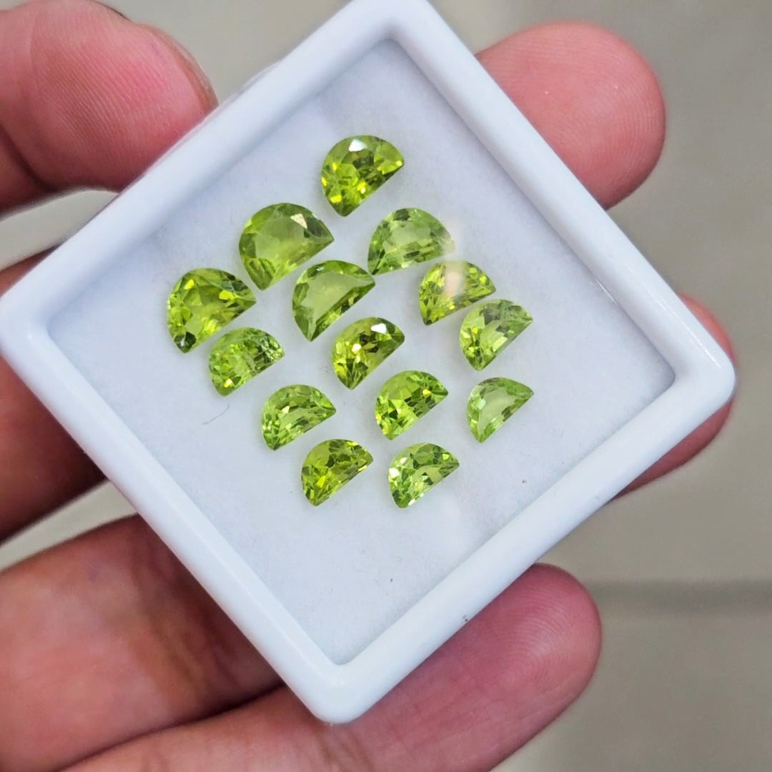 14 Pcs of Natural Peridot Faceted | Fancy | Size: 6-7mm