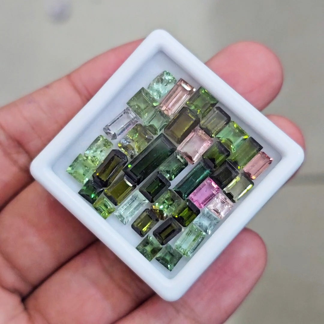 37 Pcs Natural Multi Tourmaline Faceted  | Mix | Size: 4-11mm