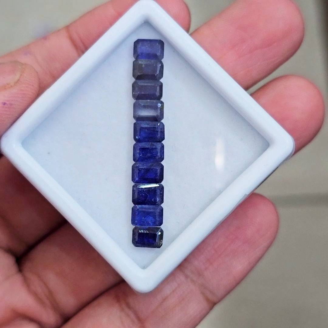 10 Pcs of Natural Blue Sapphire Faceted | Rectangle | Size: 6x4mm