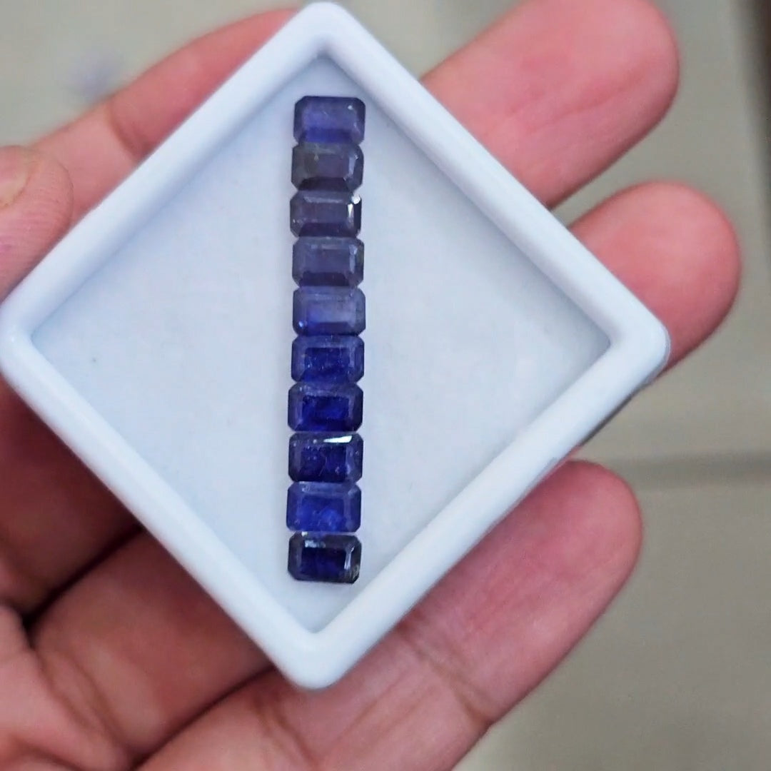 10 Pcs of Natural Blue Sapphire Faceted | Rectangle | Size: 6x4mm