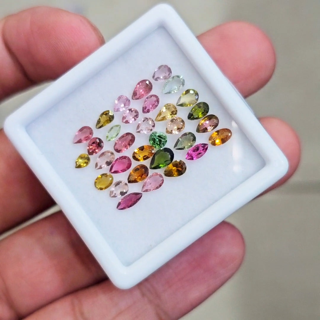 32 Pcs Natural Multi Tourmaline Faceted | Mix | Size:4-6mm