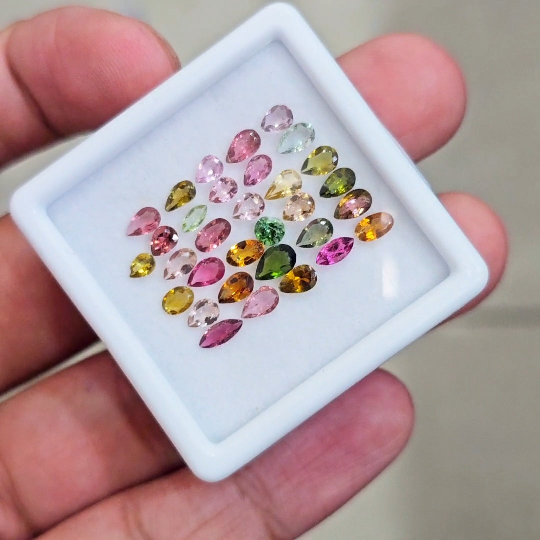 32 Pcs Natural Multi Tourmaline Faceted | Mix | Size:4-6mm