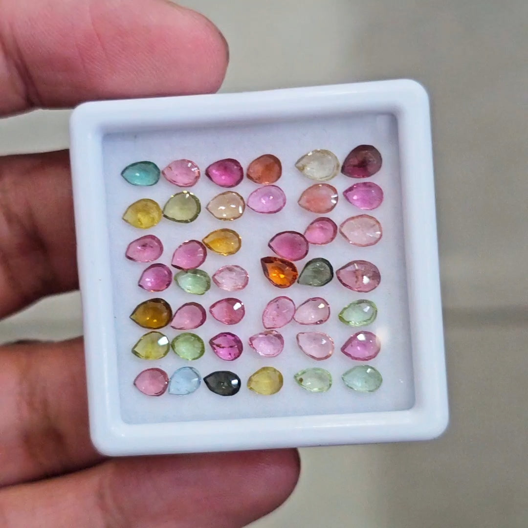 42 Pcs Natural Multi Tourmaline Faceted | Fancy | Size:4-5mm