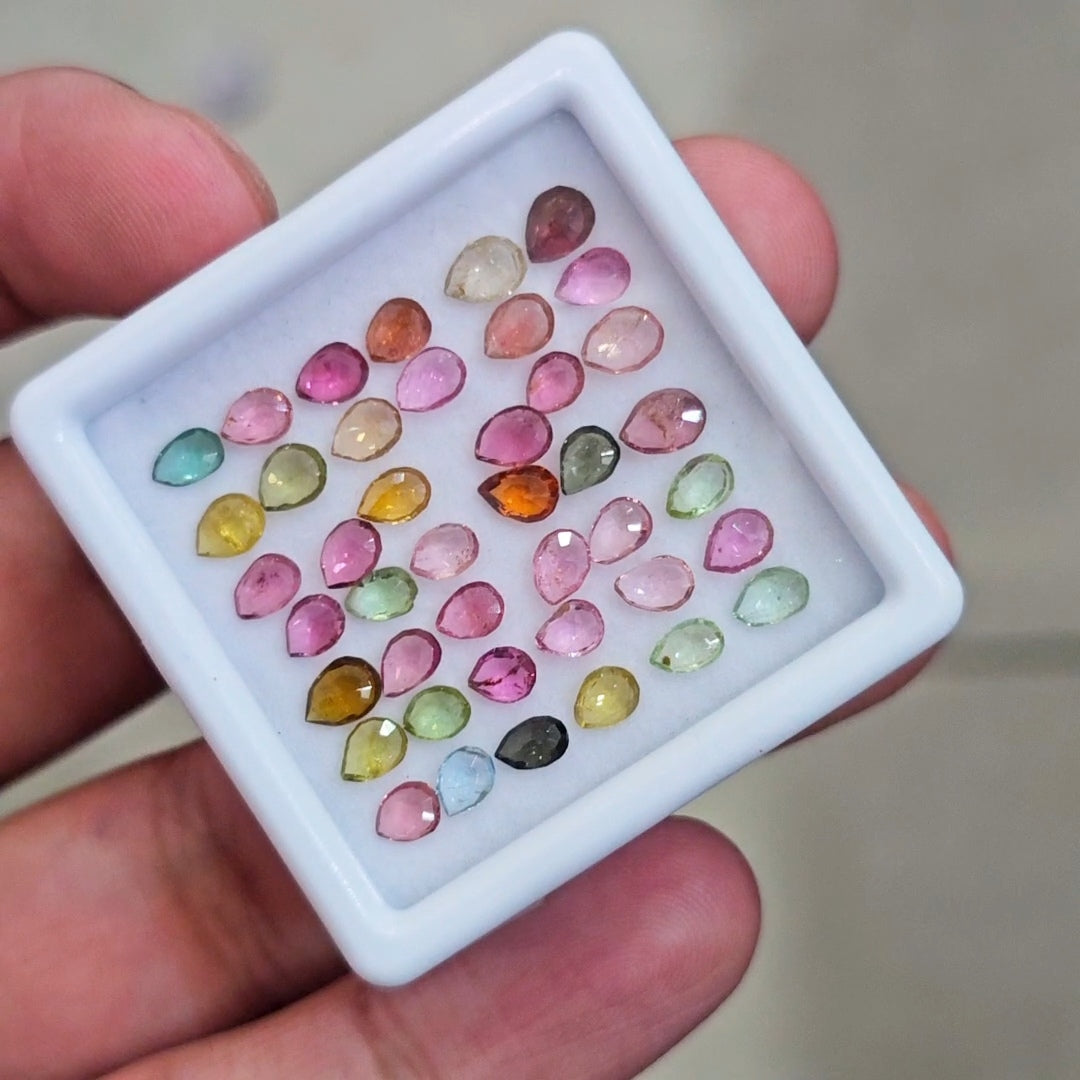 42 Pcs Natural Multi Tourmaline Faceted | Fancy | Size:4-5mm