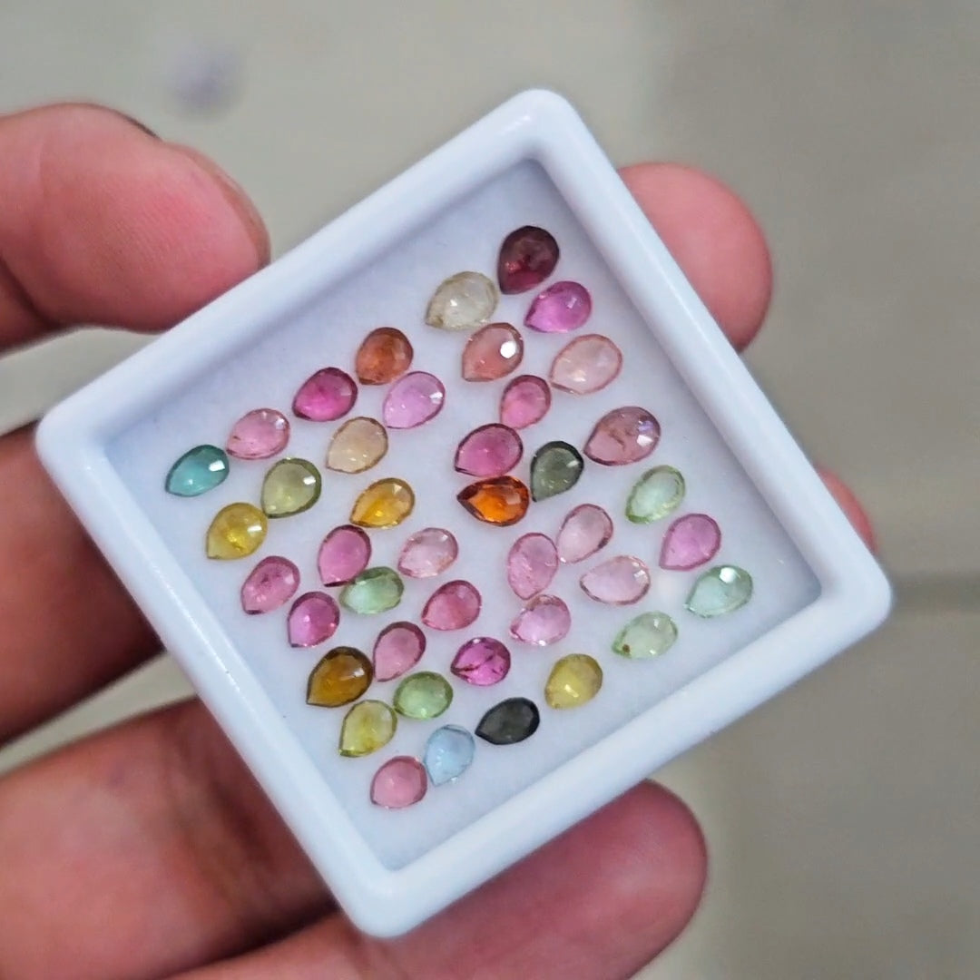 42 Pcs Natural Multi Tourmaline Faceted | Fancy | Size:4-5mm