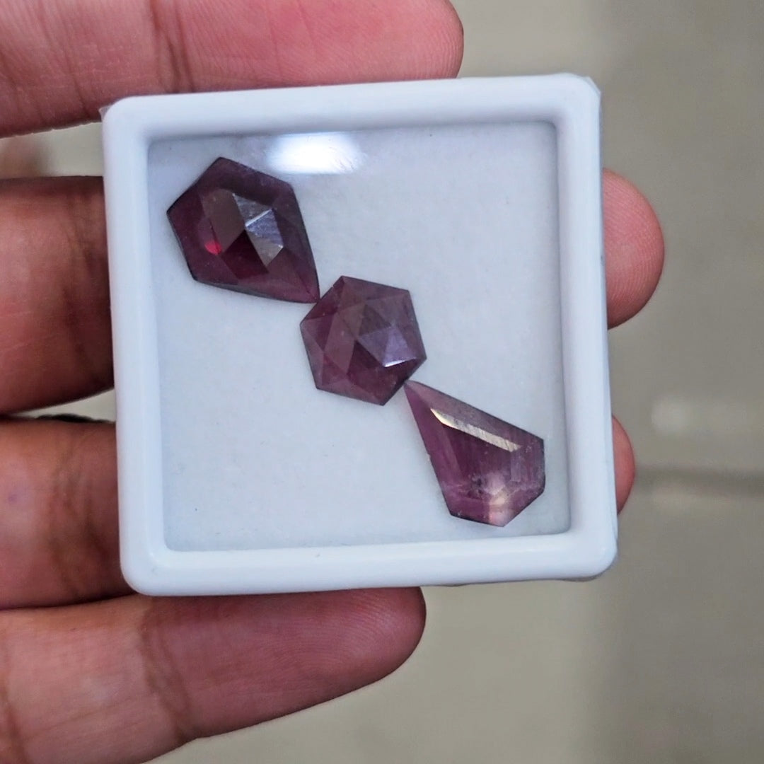 3 pcs Natural Mozambique Garnet Rose Cut | Fancy | Size: 10-15mm