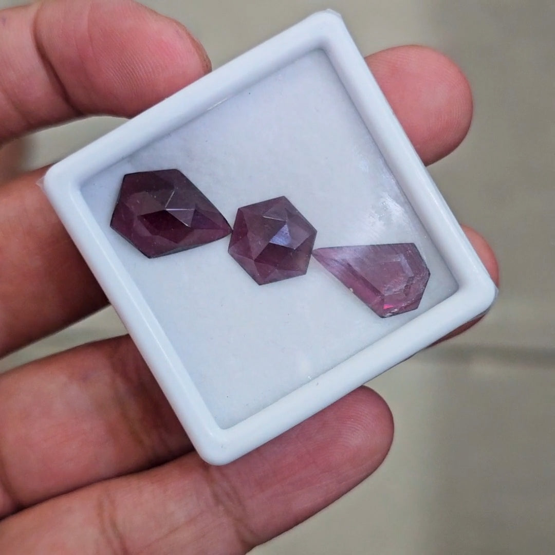3 pcs Natural Mozambique Garnet Rose Cut | Fancy | Size: 10-15mm