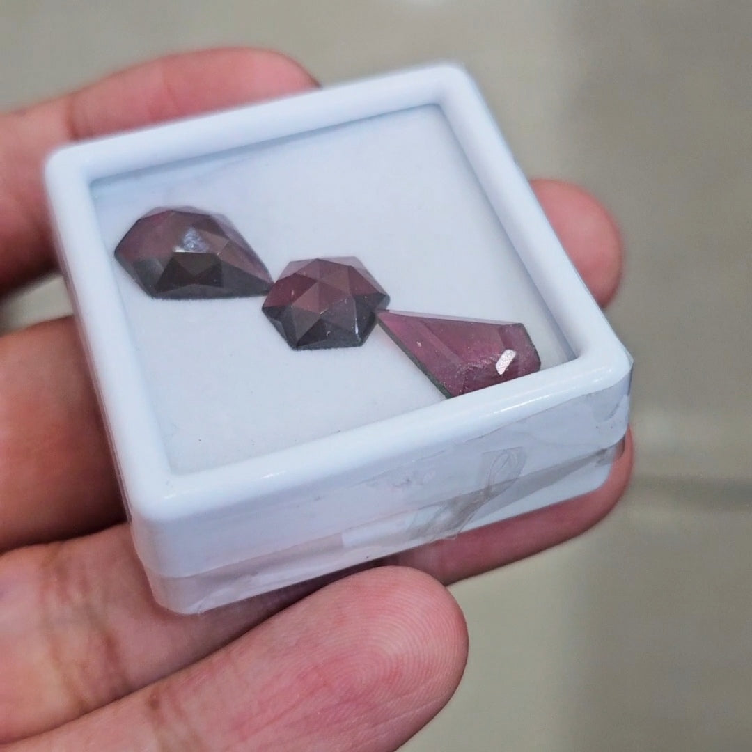3 pcs Natural Mozambique Garnet Rose Cut | Fancy | Size: 10-15mm