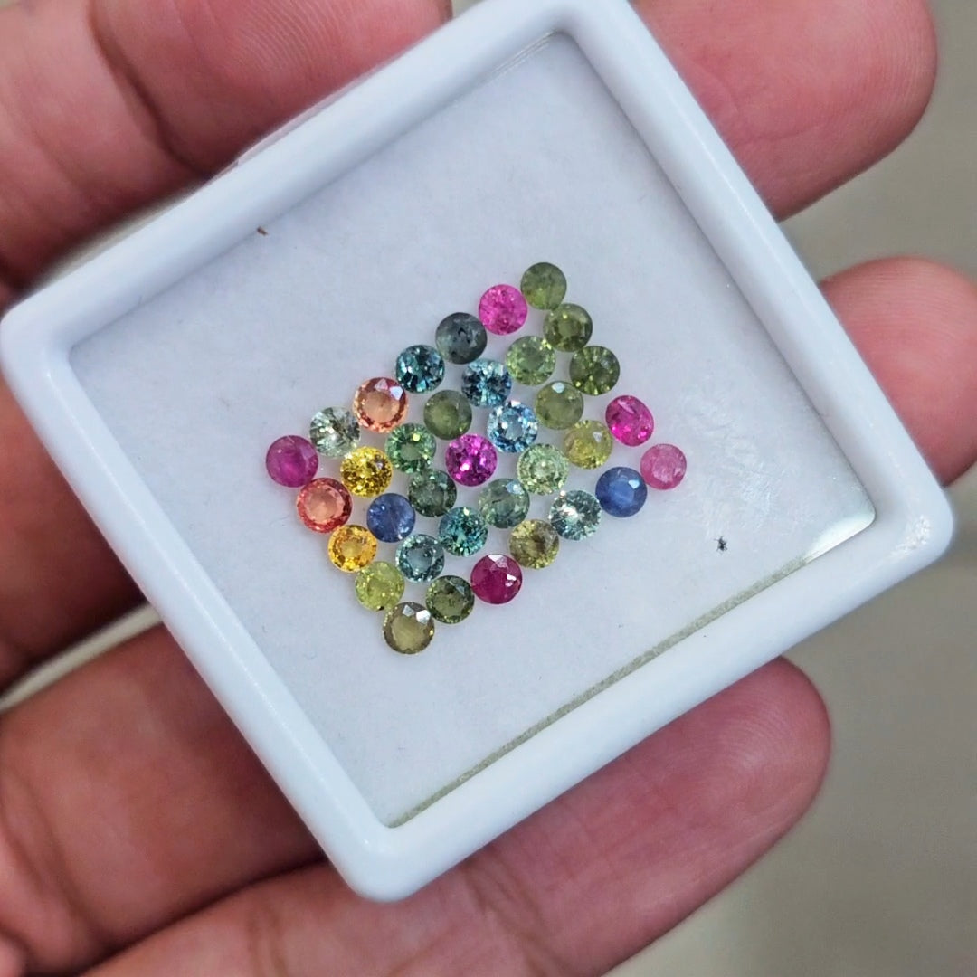 35 Pcs Of Natural Mulit Heated Sapphire Faceted  | 3mm| Round