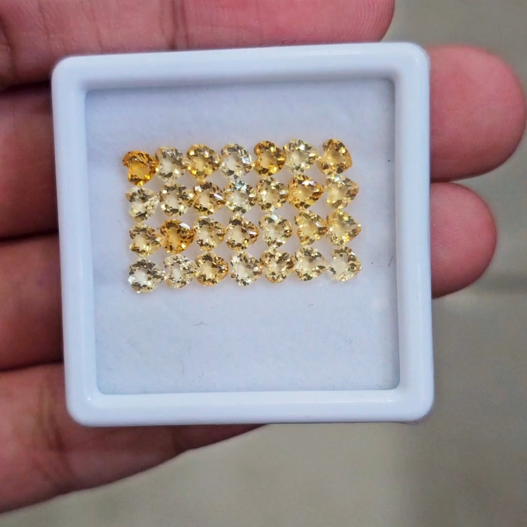 28 Pcs Of Natural Citrine Faceted | Heart | Size:4mm
