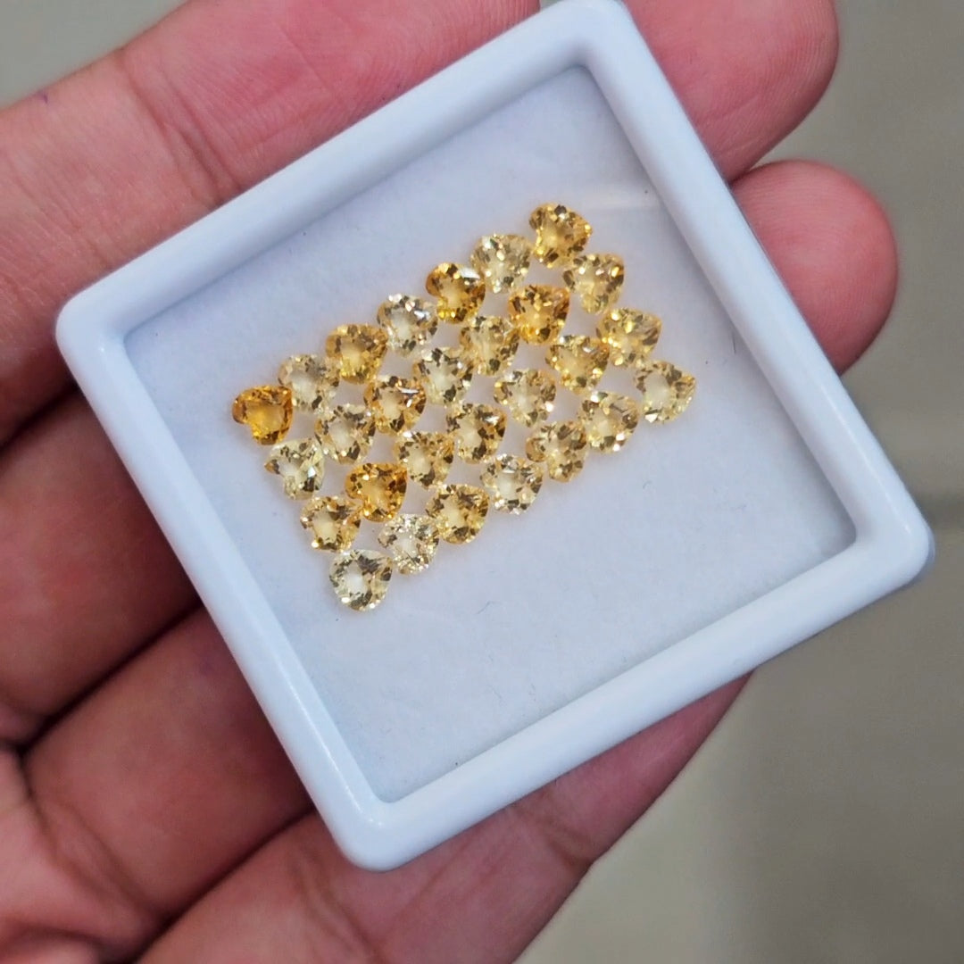 28 Pcs Of Natural Citrine Faceted | Heart | Size:4mm