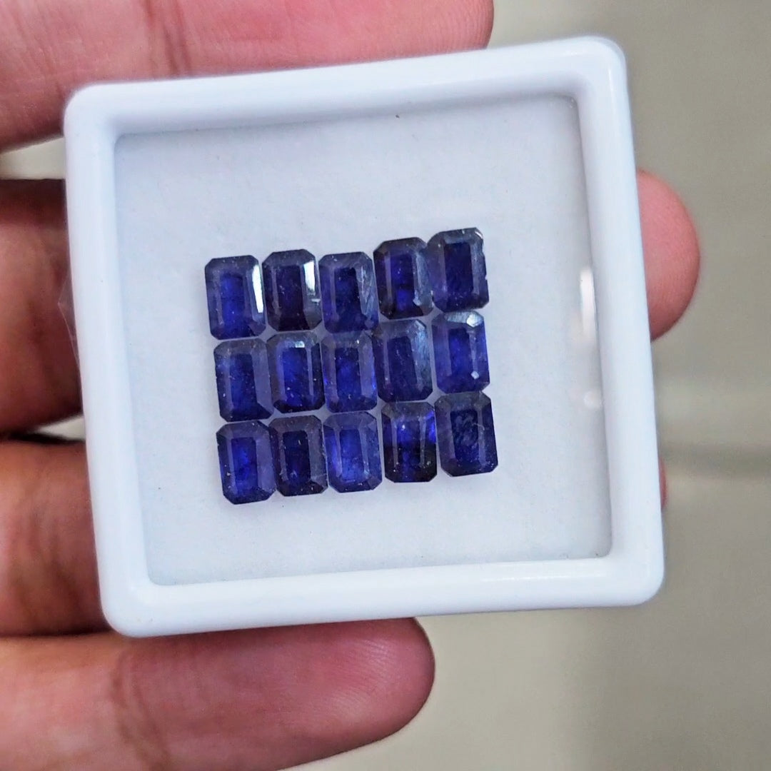 15 Pcs of Natural Blue Sapphire Faceted | Rectangle | Size: 6x4mm