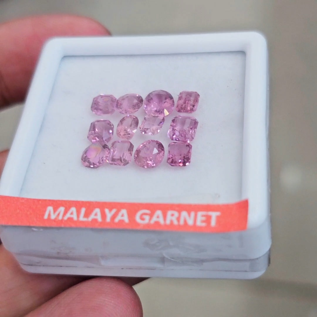 12 Pcs of Natural Malaya Garnet Faceted | Mix | Size: 4-6mm