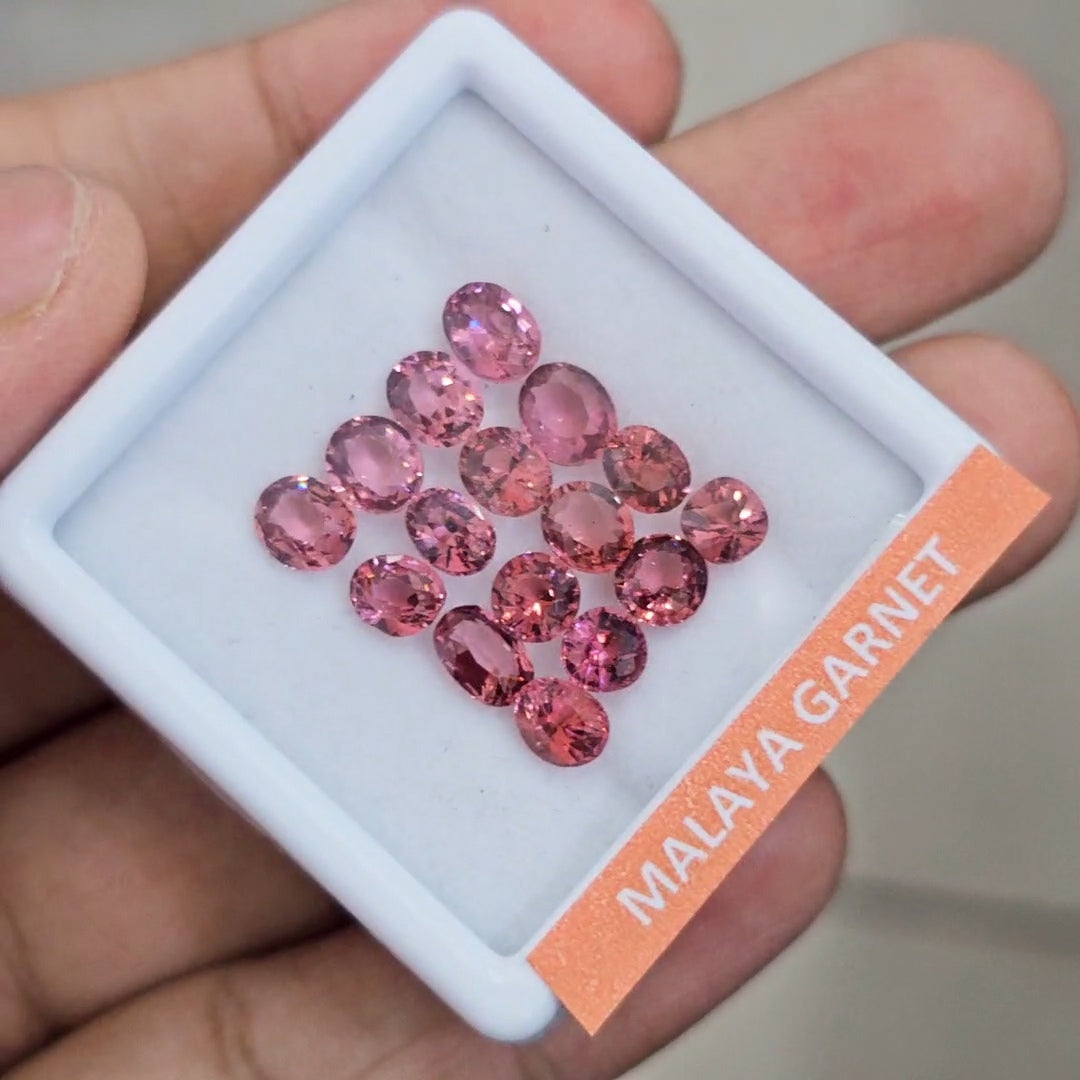 16 Pcs of Natural Malaya Garnet Faceted | Mix | Size: 5-6mm