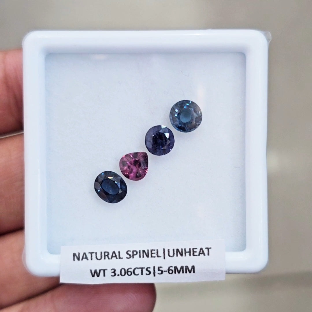 4 Pcs of Natural Unheated Spinel Faceted | Mix| Size: 5-6mm