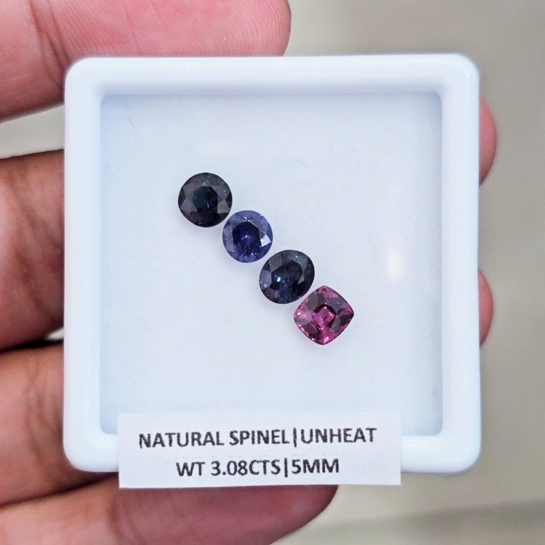 4 Pcs of Natural Unheated Spinel Faceted | Mix | Size: 5-6mm