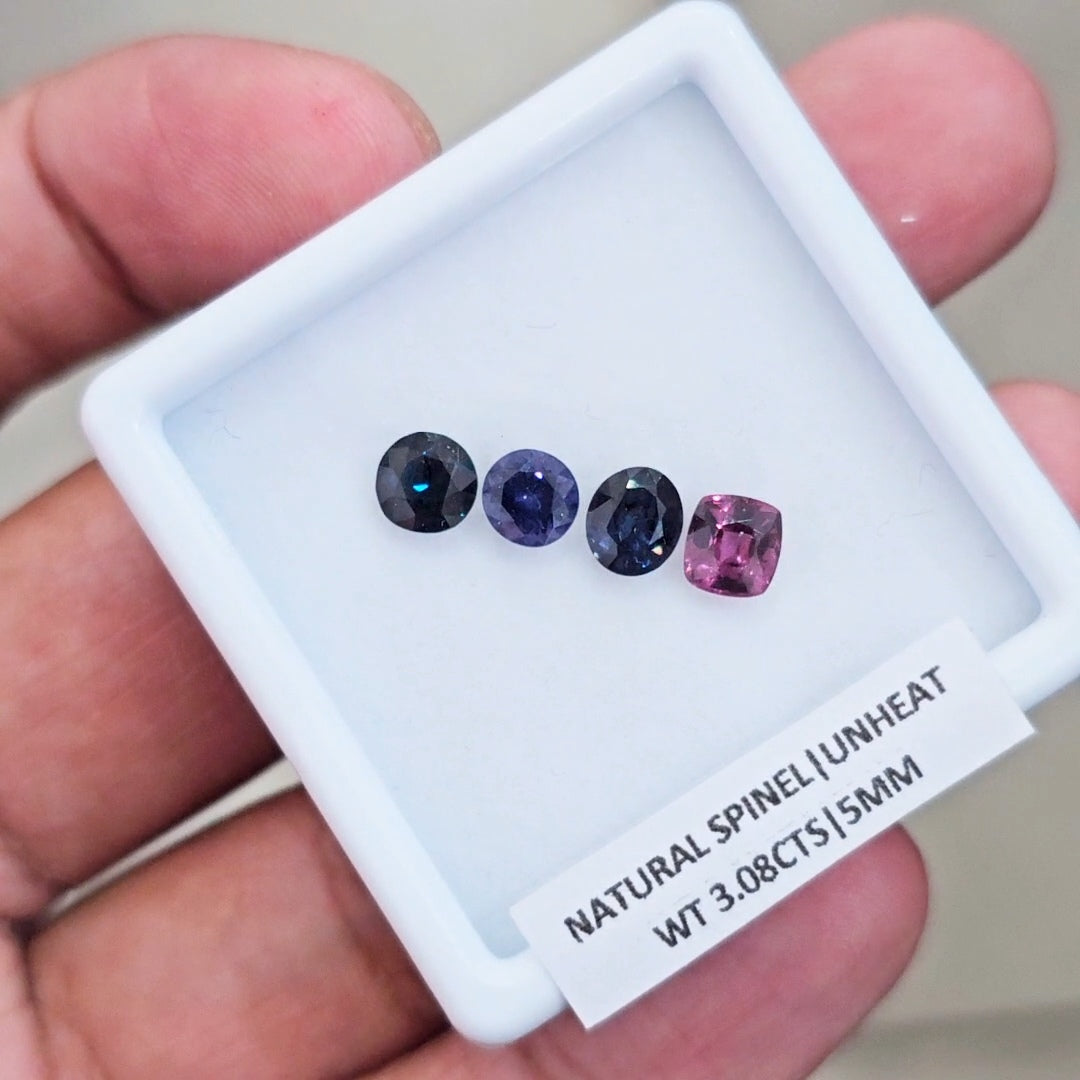4 Pcs of Natural Unheated Spinel Faceted | Mix | Size: 5-6mm