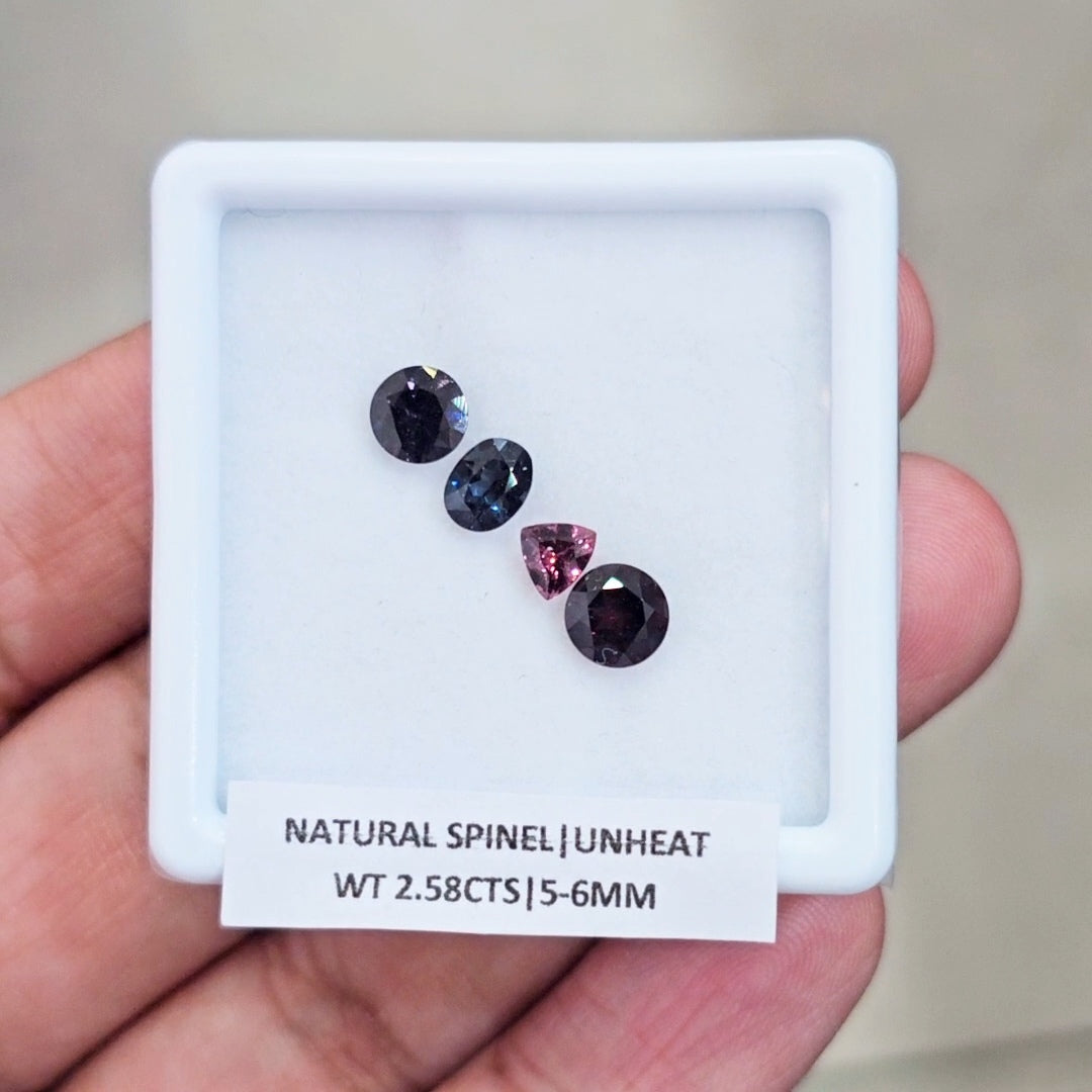 4 Pcs of Natural Unheated Spinel Faceted | Mix | Size: 5-6mm