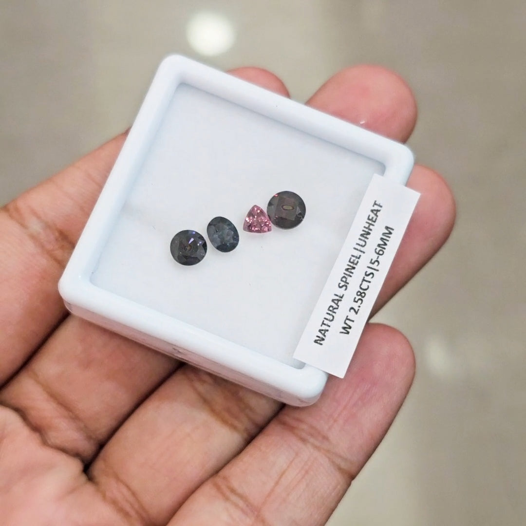 4 Pcs of Natural Unheated Spinel Faceted | Mix | Size: 5-6mm