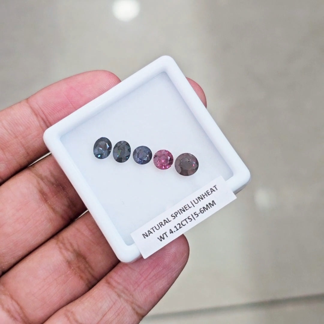 5 Pcs of Natural Unheated Spinel Faceted | Mix | Size: 5-6mm