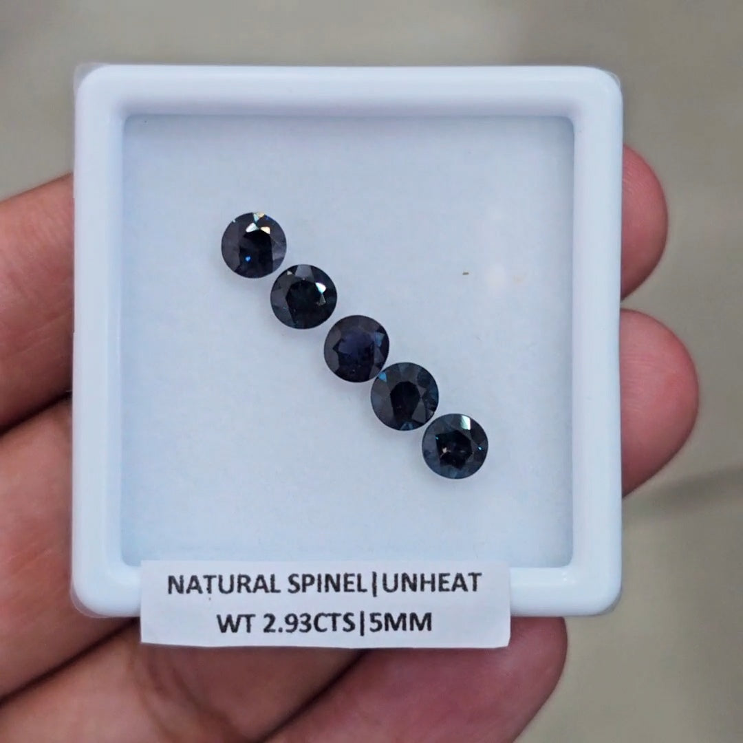 5 Pcs of Natural Unheated Spinel Faceted | Round | Size: 5mm