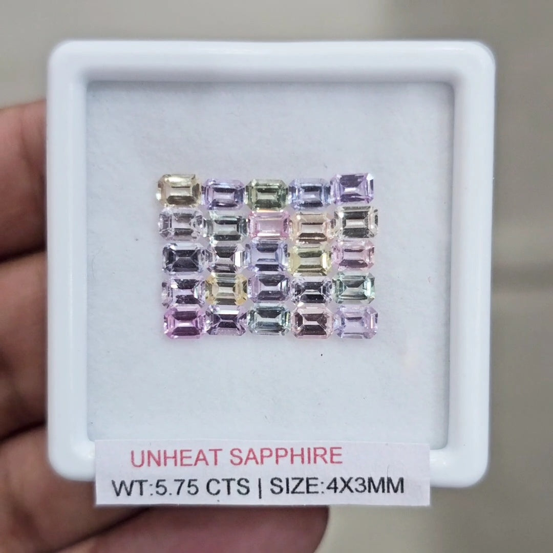 Box Of Natural Sri Lanka Unheated Sapphire  | 4x3mm | Rectangle