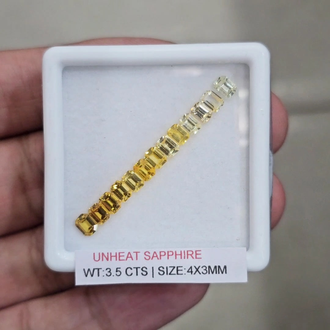 Box Of Natural Sri Lanka Unheated Yellow Shades Sapphire  | 4x3mm | Rectangle