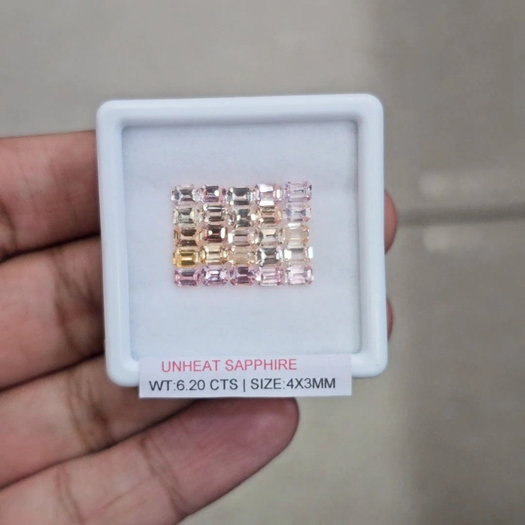 Box Of Natural Sri Lanka Unheated Sapphire  | 4x3mm | Rectangle
