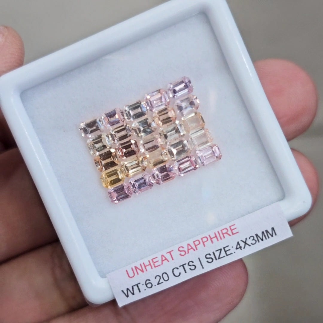 Box Of Natural Sri Lanka Unheated Sapphire  | 4x3mm | Rectangle