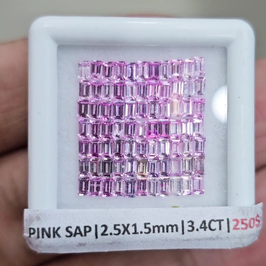 Box Of Natural Sri Lanka Unheated Pink Sapphire  | 2.5x1.5mm | Rectangle