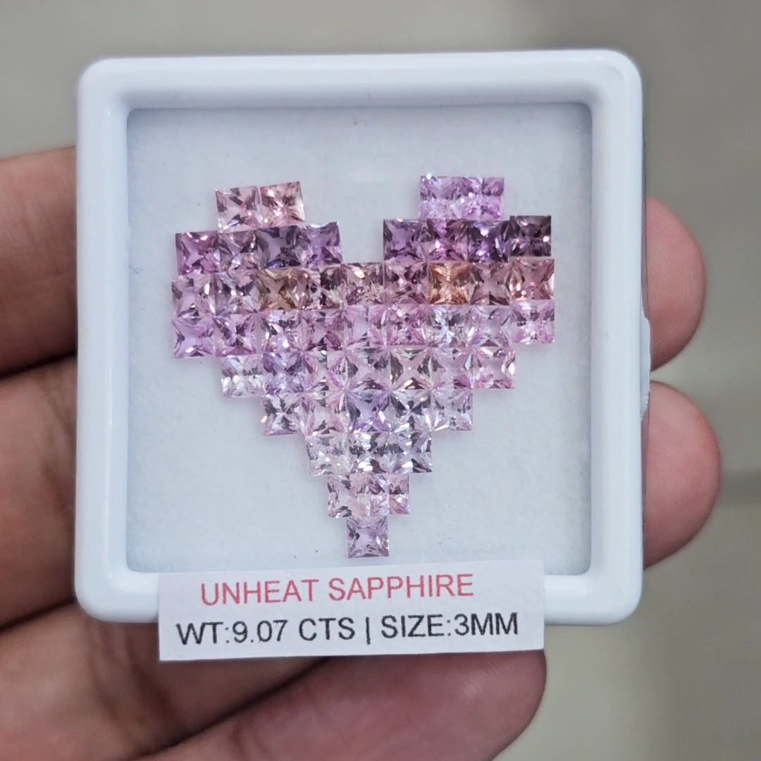 Box Of Natural Sri Lanka Unheated Sapphire  | 3mm | Square