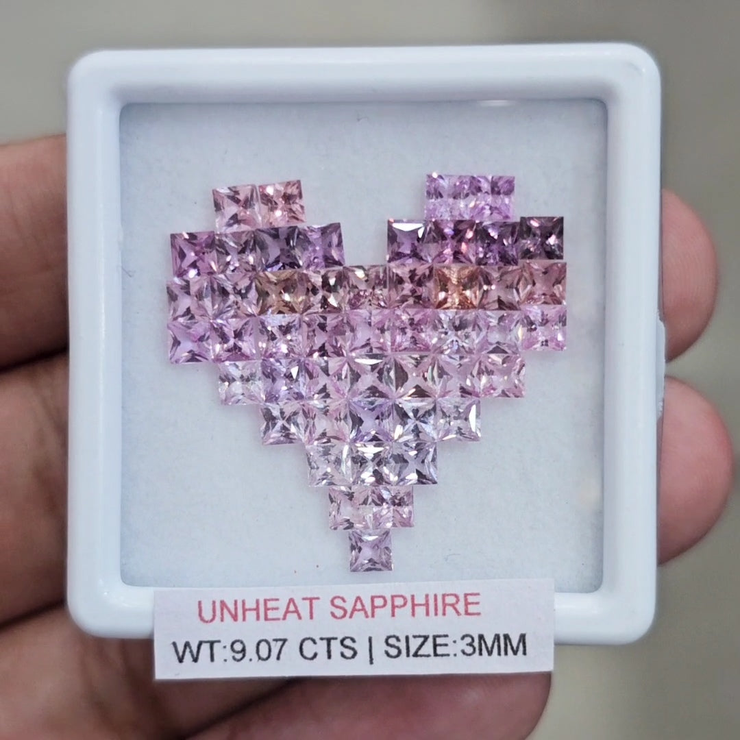 Box Of Natural Sri Lanka Unheated Sapphire  | 3mm | Square