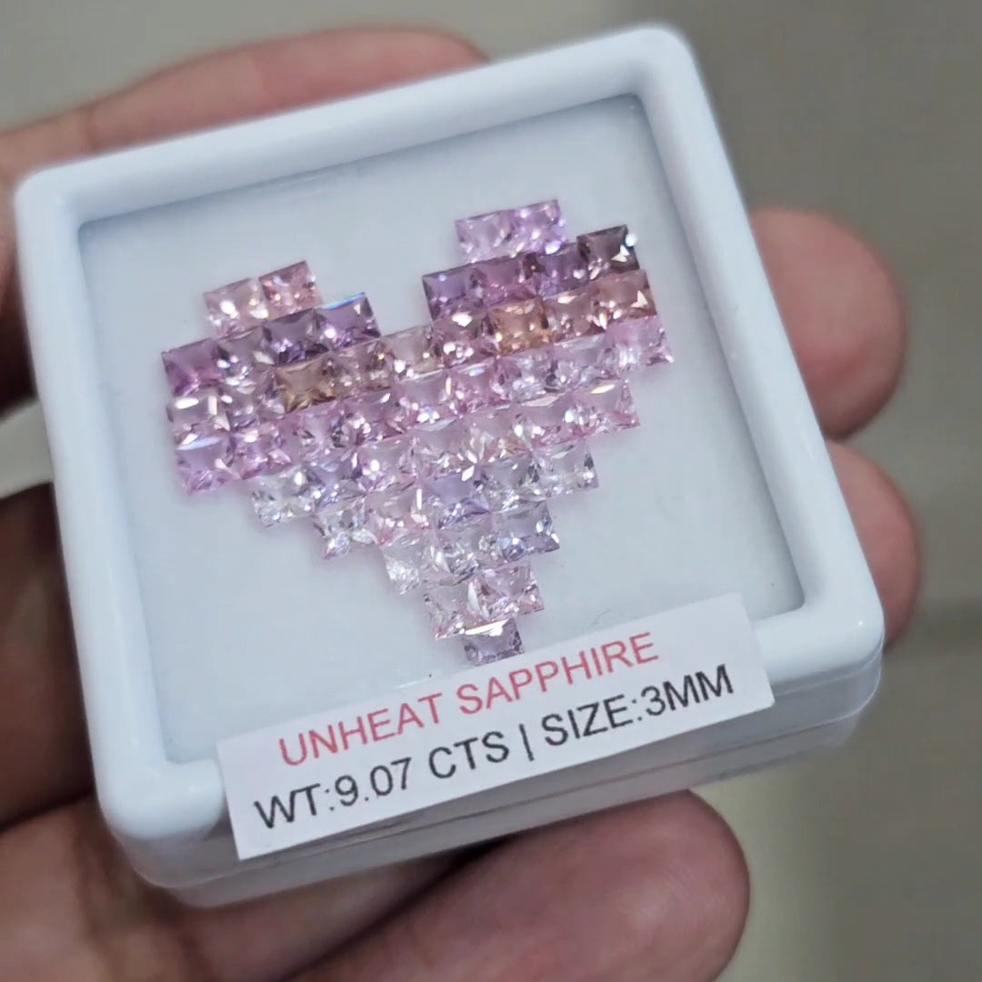 Box Of Natural Sri Lanka Unheated Sapphire  | 3mm | Square