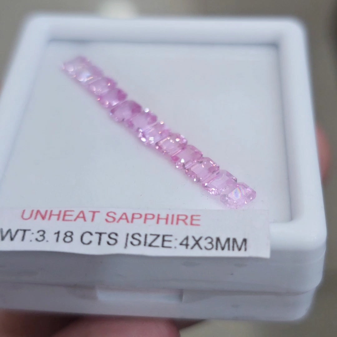 Box Of Natural Sri Lanka Unheated Pink Shades Sapphire  | 4x3mm | Rectangle