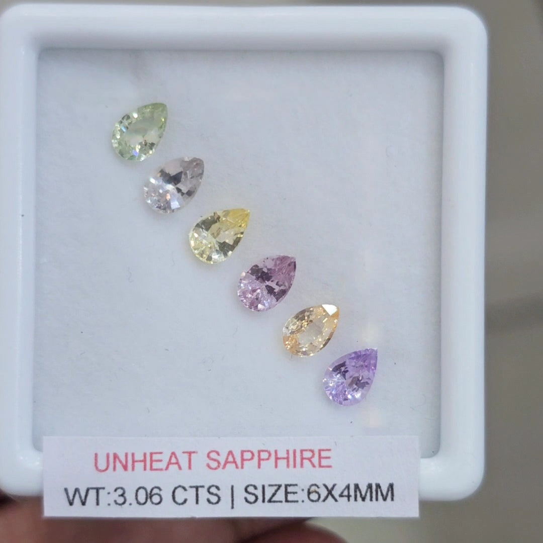 Box Of Natural Sri Lanka Unheated Sapphire  | 6x4mm | Pear