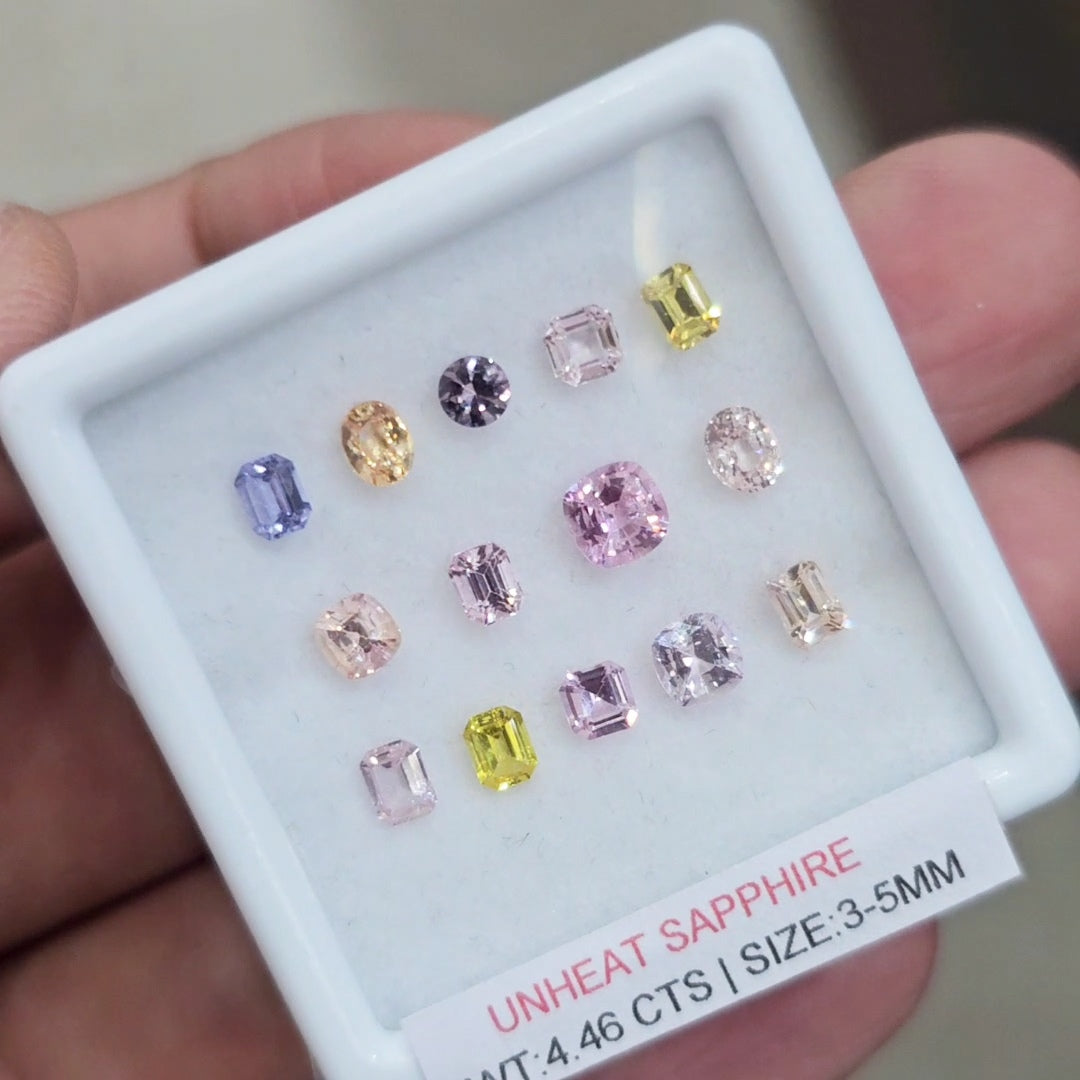Box Of Natural Sri Lanka Unheated Sapphire  | 3-5mm | Mix Shape