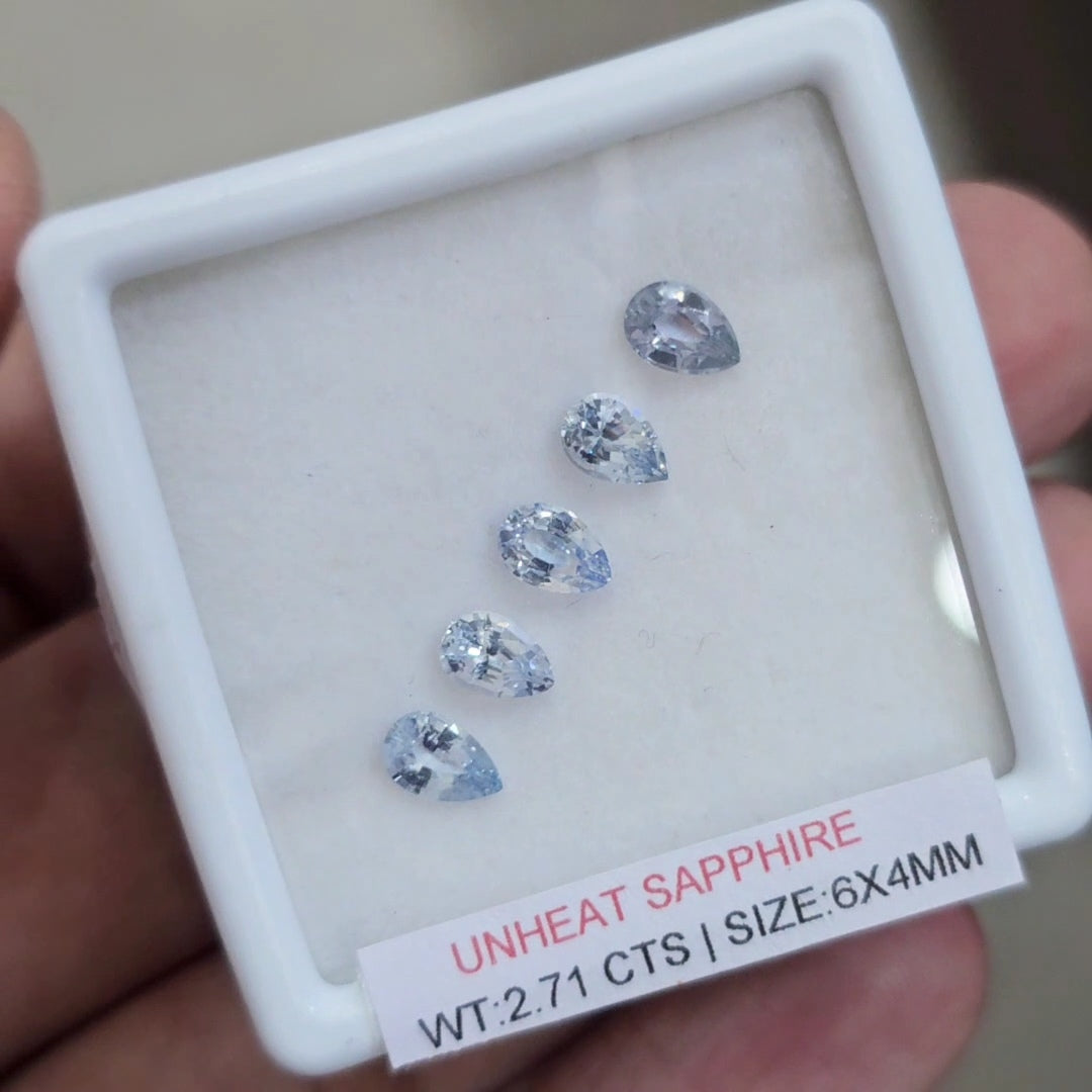 Box Of Natural Sri Lanka Unheated Sapphire  | 6x4mm | Pear